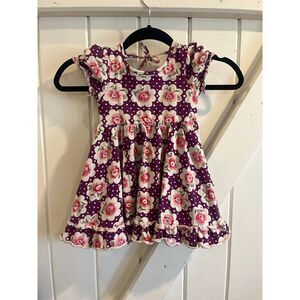 Sweethoney flair puff sleeve rose dress